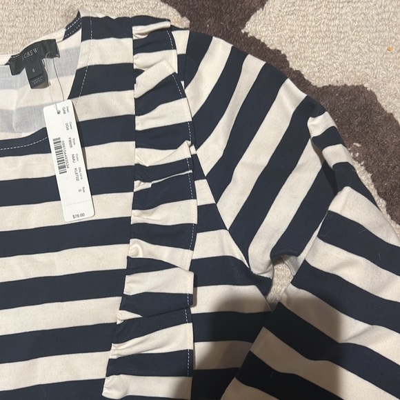 Jcrew navy and cream ruffle peplum top sz s NWT - Picture 4 of 7